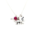 Personalized Brontosaurus Necklace – Sterling Silver Chain with Birthstone & Initial