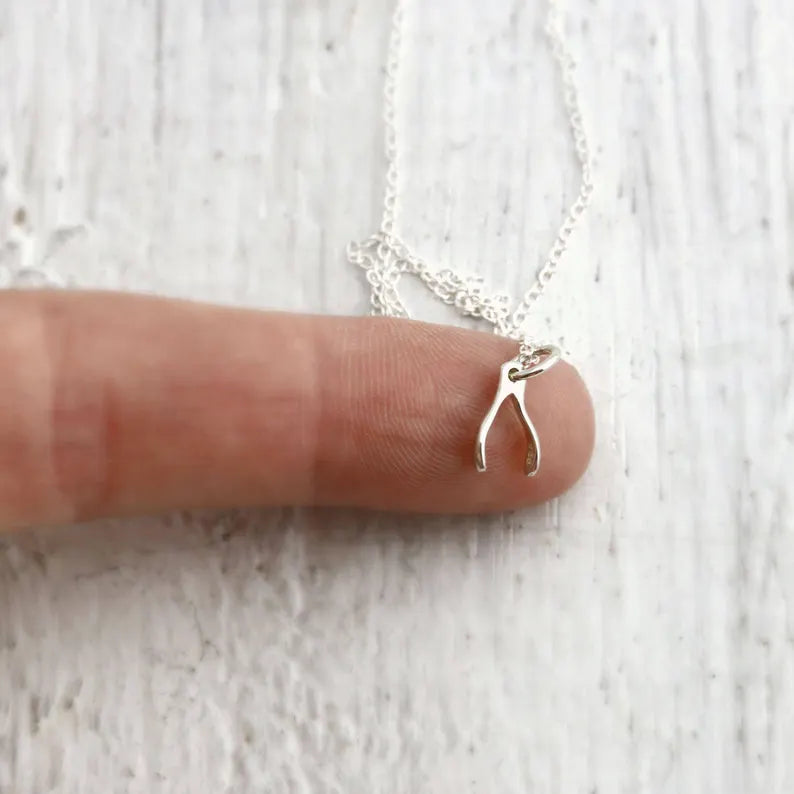 Sterling Silver Tiny Wishbone Necklace – 16" Chain
