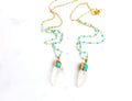 Crystal Quartz Turquoise Beaded Chain Long Necklace