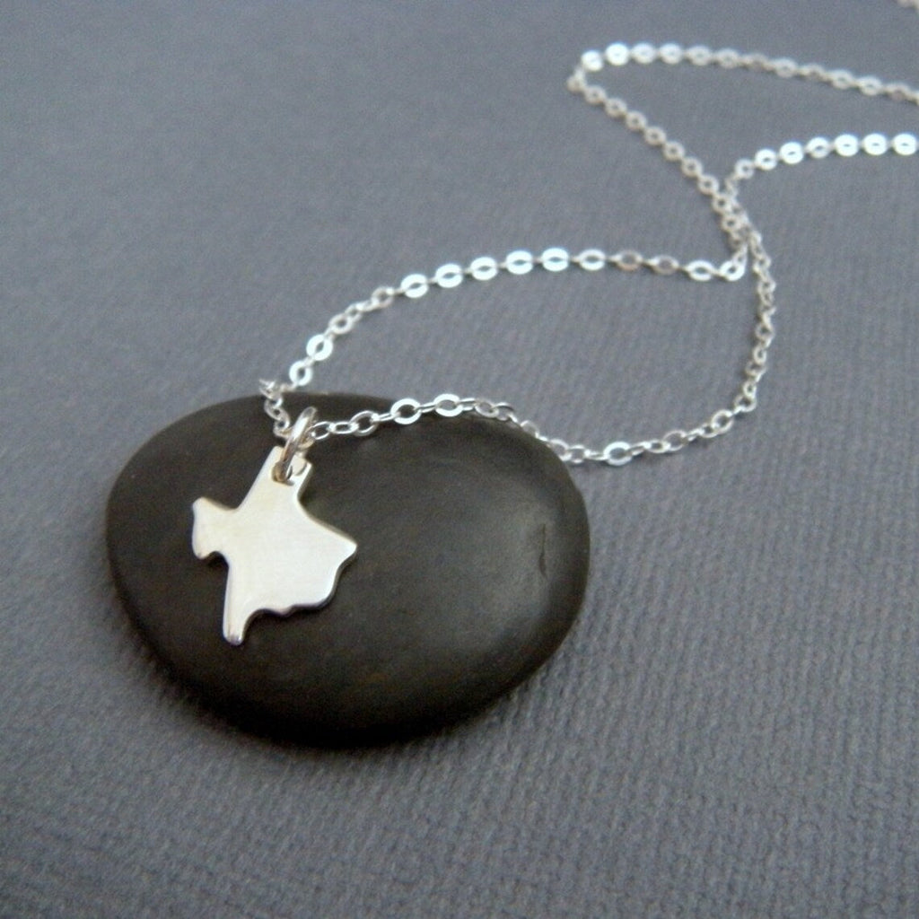 Tiny Texas State Necklace – Solid Sterling Silver TX Charm on 16" Chain
