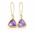 Amethyst Hydro Quartz Triangle Drop Earrings