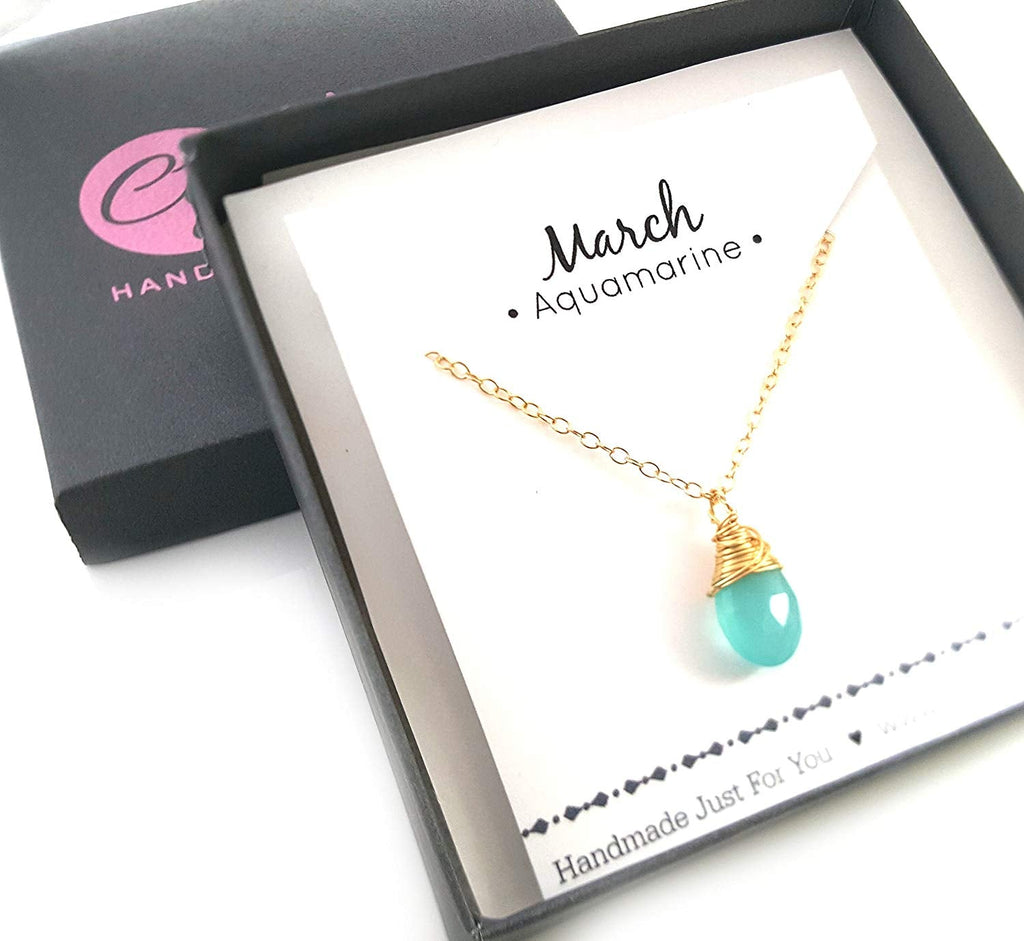 Classic Wire Wrapped Birthstone Briolette Necklace - Dainty Drop Necklace - Gold Necklace - Gemstone Briolette Necklace - Gift for Her