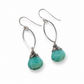 Amazonite Wire Wrapped Sterling Silver Earrings