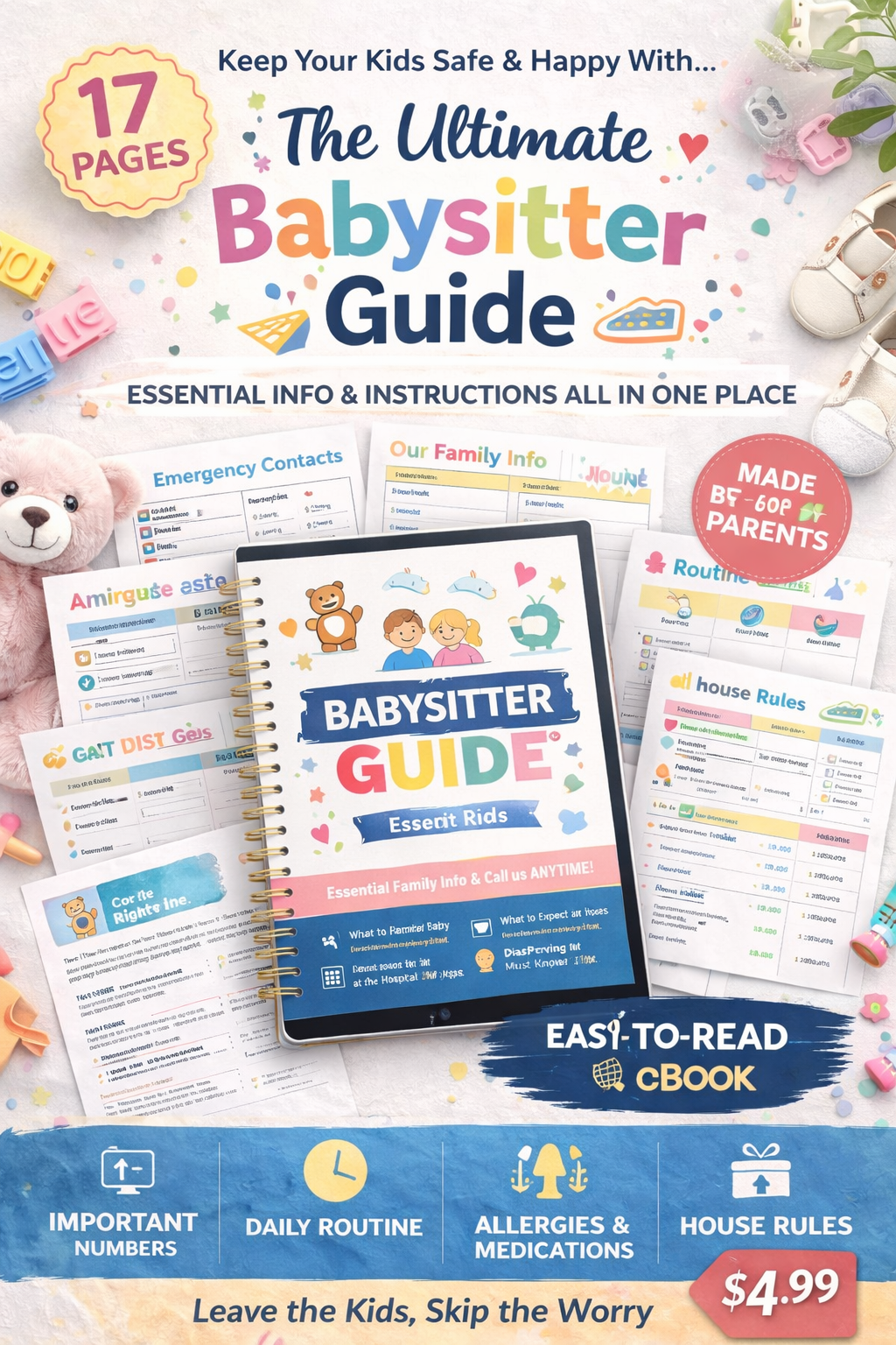 Babysitter Binder | 17-Page Editable Canva Template