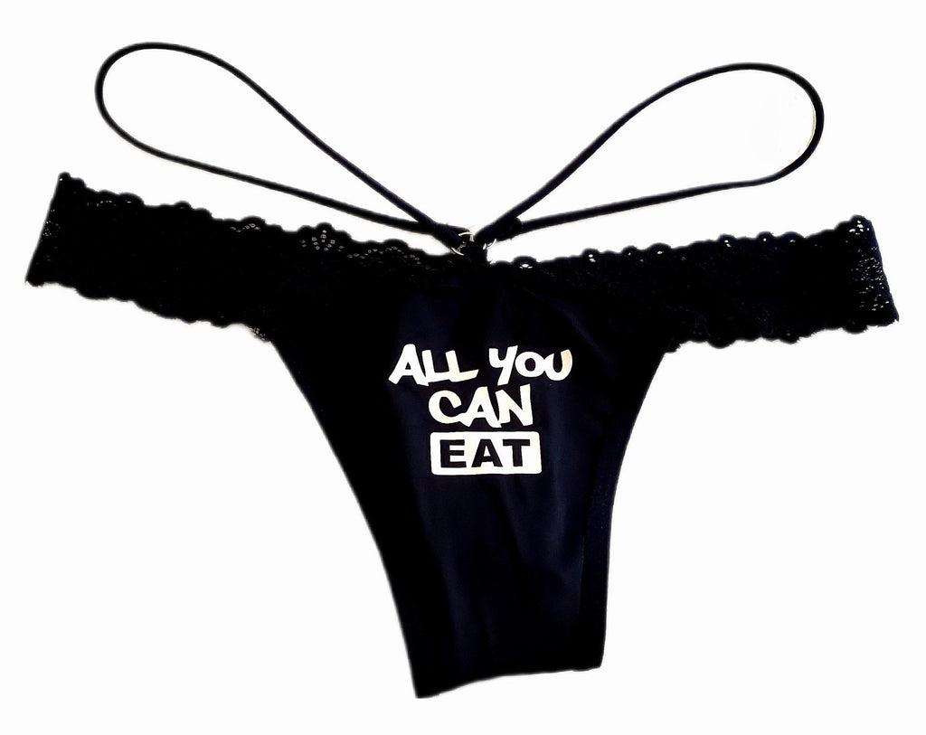 'All You Can Eat' Black Thong Panty