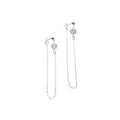 Sterling Silver CZ Diamond Chain Loop Earrings – Modern Linked Drop Earrings