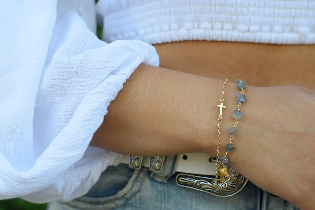 Labradorite Gold Leaf Bracelet