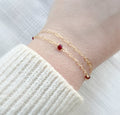 Garnet Gemstone Layered Chain Bracelet