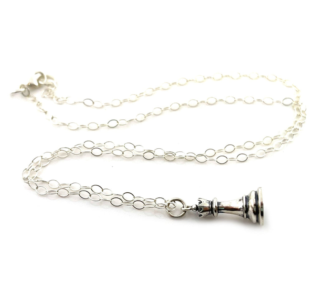 Solid Sterling Silver Queen Chess Necklace – 3D Charm on 18" Chain