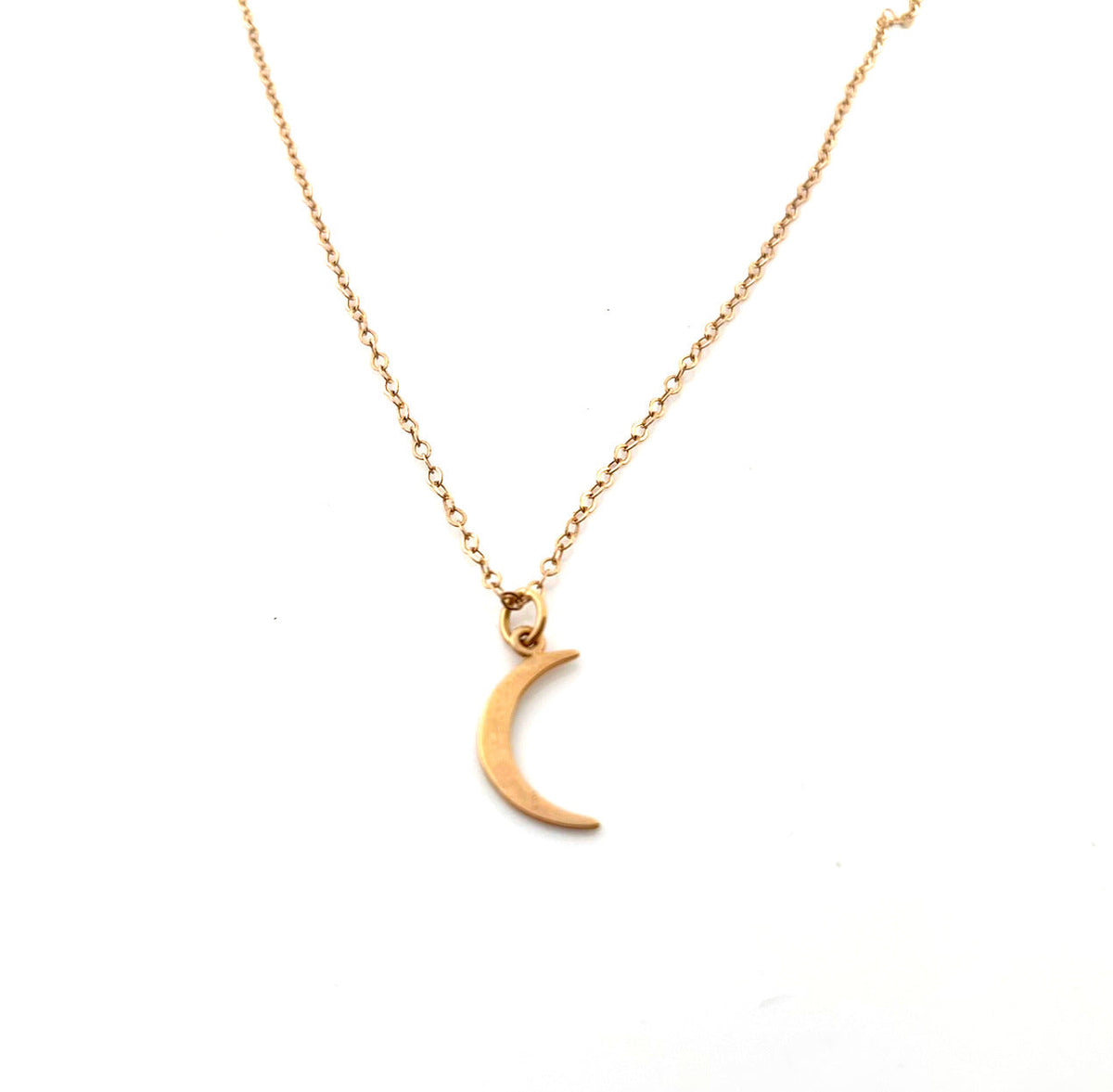 14K Rose Gold Filled Crescent Moon Necklace – 18" Dainty Chain