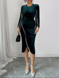 Round Neck Slit Sleeve Dress