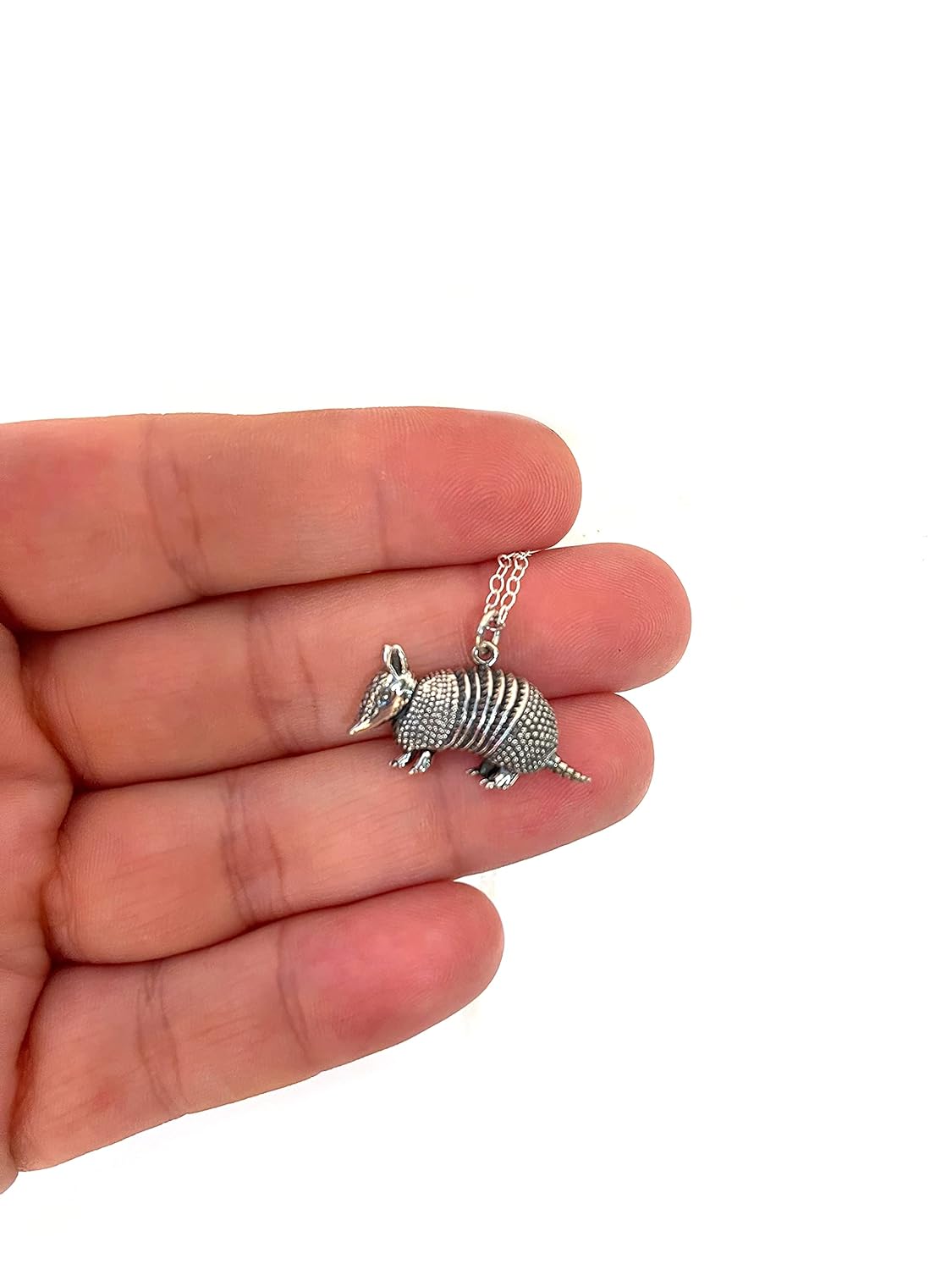 Armadillo Charm Sterling Silver Necklace - Handmade Jewelry
