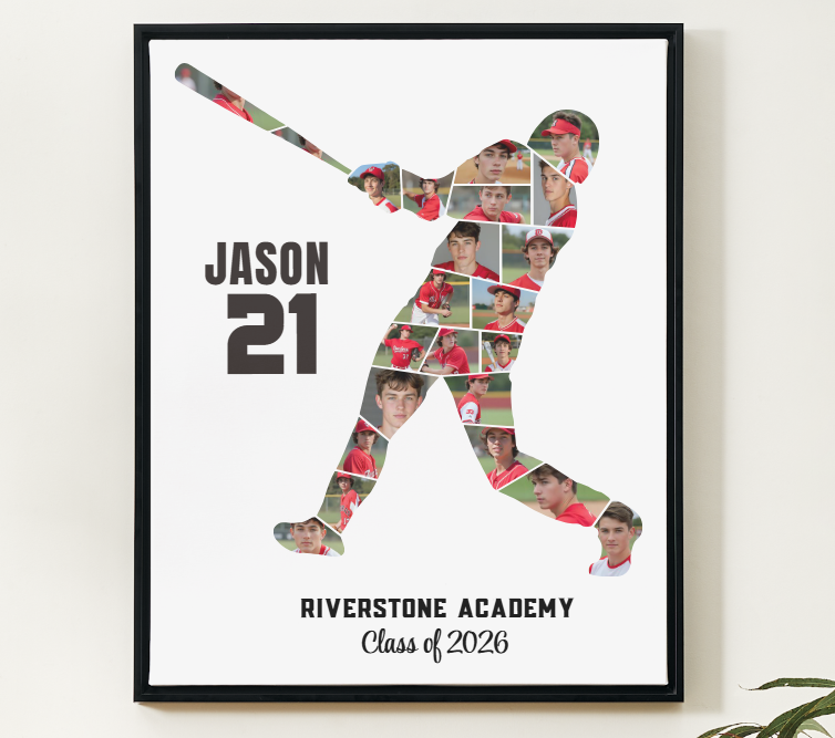 Baseball Player Photo Collage Canva Template – Customizable Memory Art