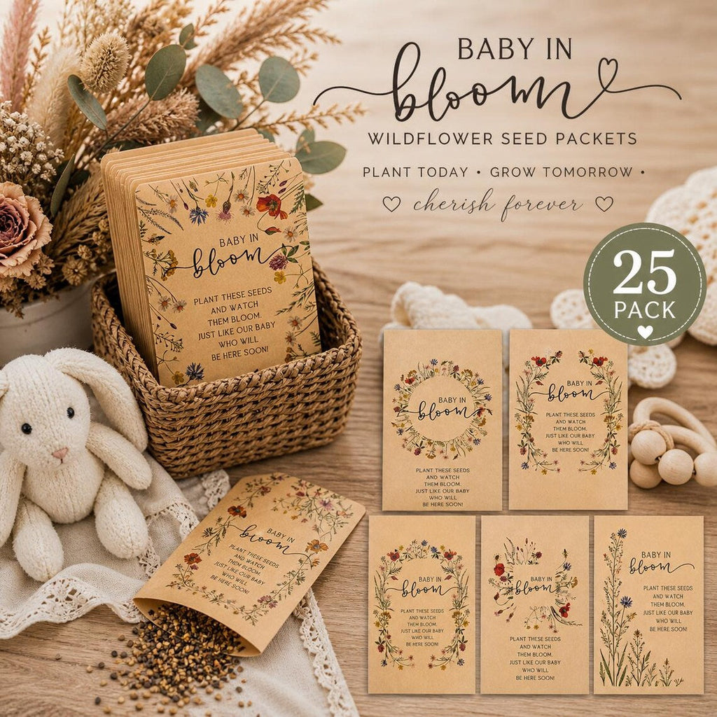 Baby in Bloom Seed Favors 25 Pack, Wildflower Baby Shower Favors