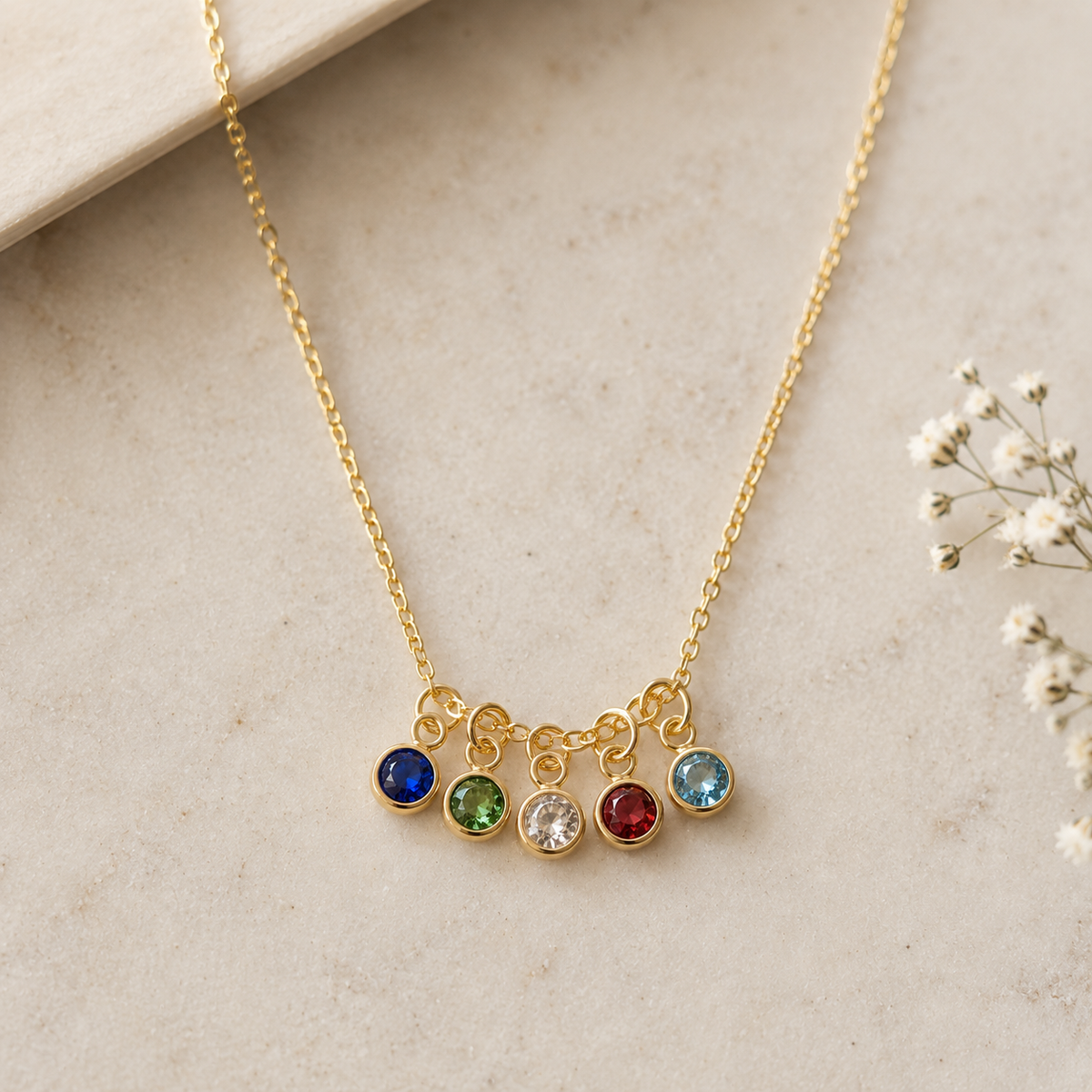 Birthstone Cluster Necklace