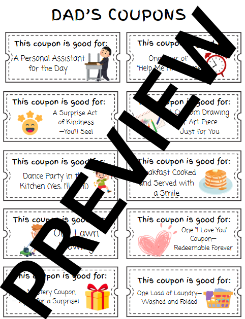 DIY Dad Coupon Book – Printable, Editable
