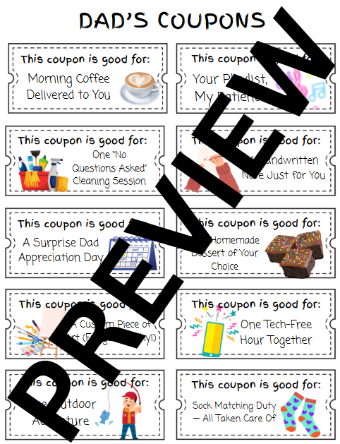 DIY Dad Coupon Book – Printable, Editable
