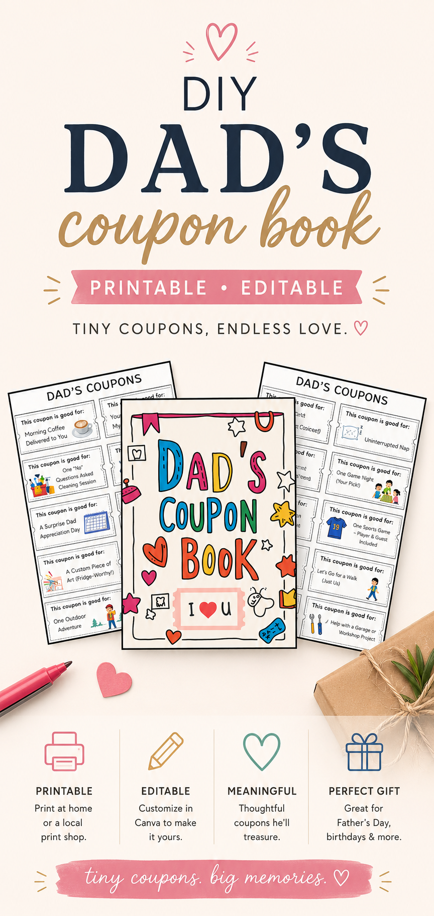 DIY Dad Coupon Book – Printable, Editable