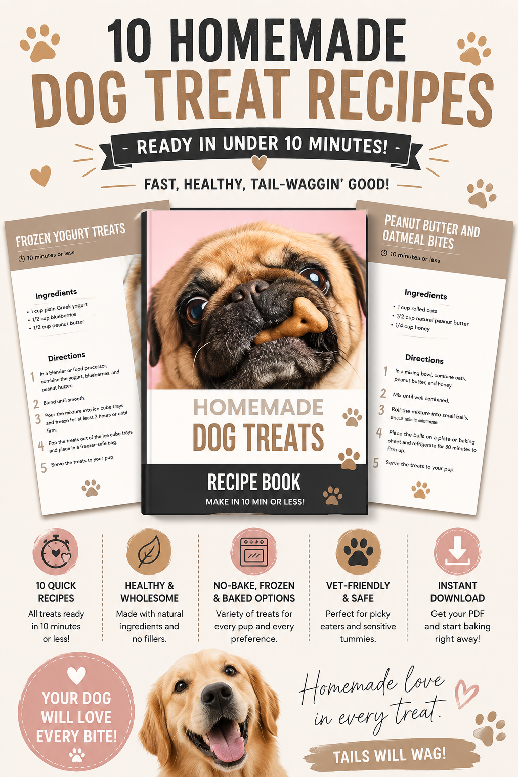 10 Homemade Dog Treat Recipes – Ready in Under 10 Minutes (PDF Download)
