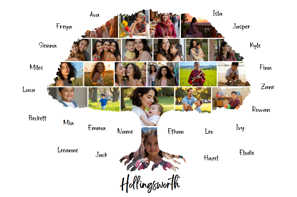 Family Tree Photo Collage Canva Template – Editable Ancestry Keepsake
