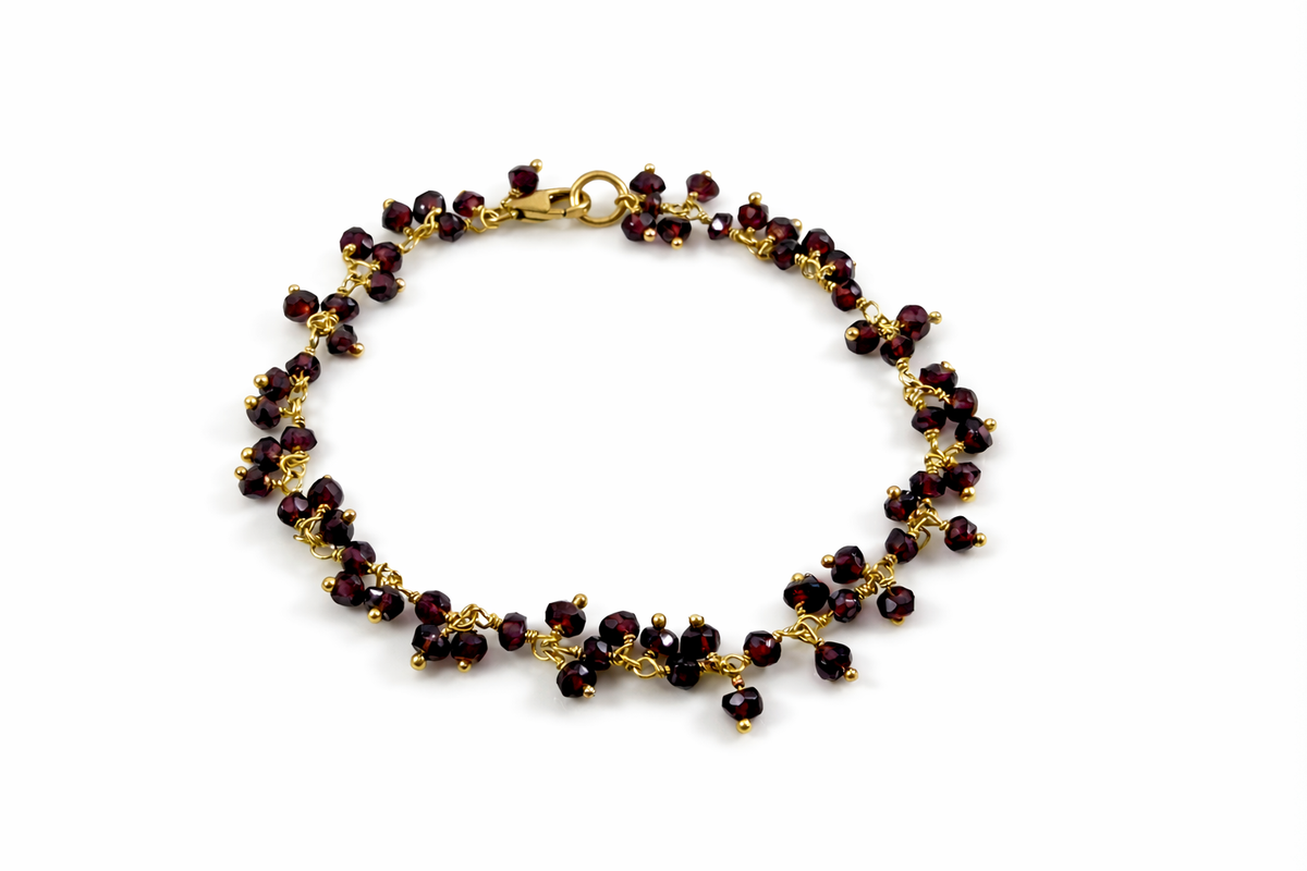 Garnet Gemstone Cluster Bracelet