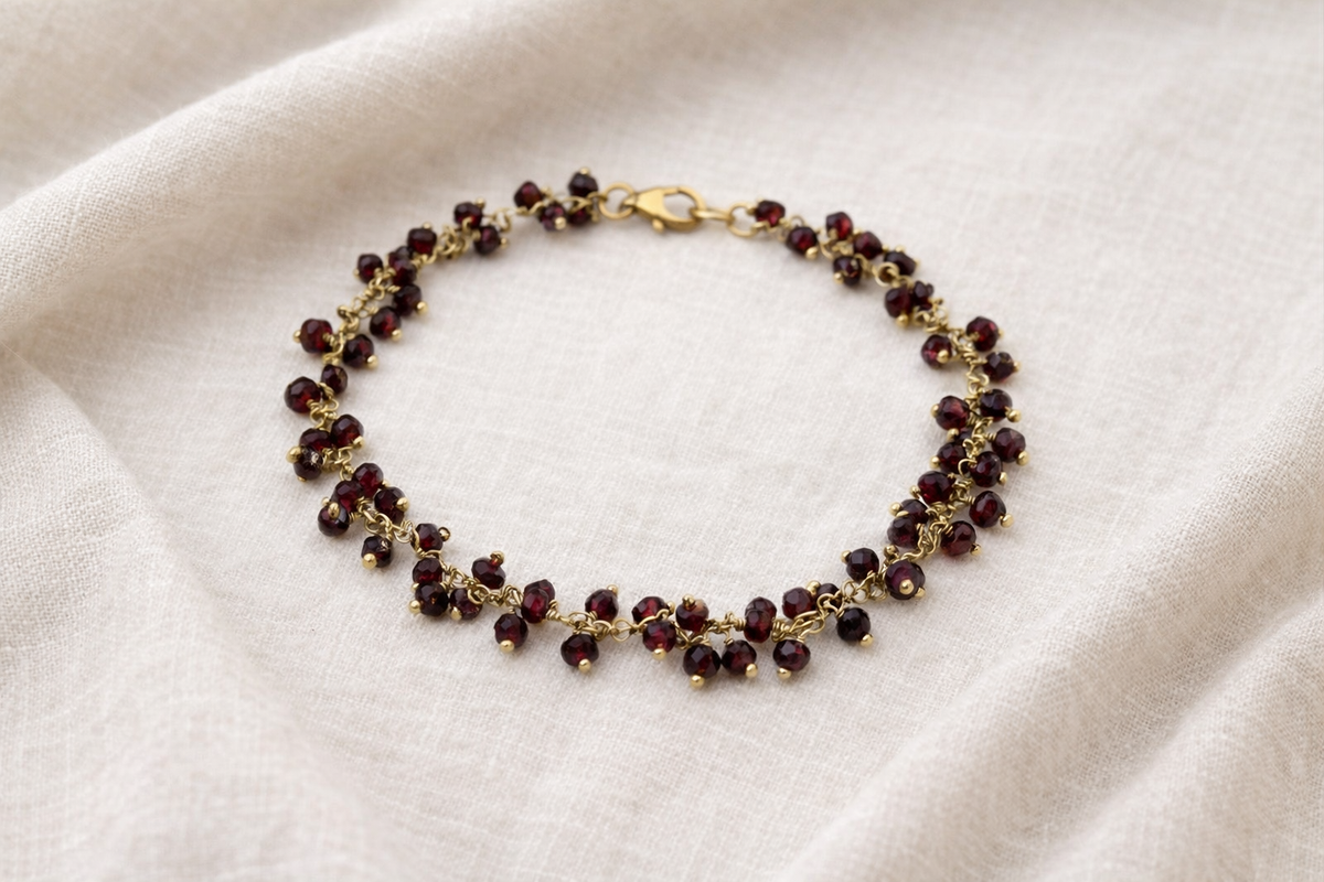 Garnet Gemstone Cluster Bracelet
