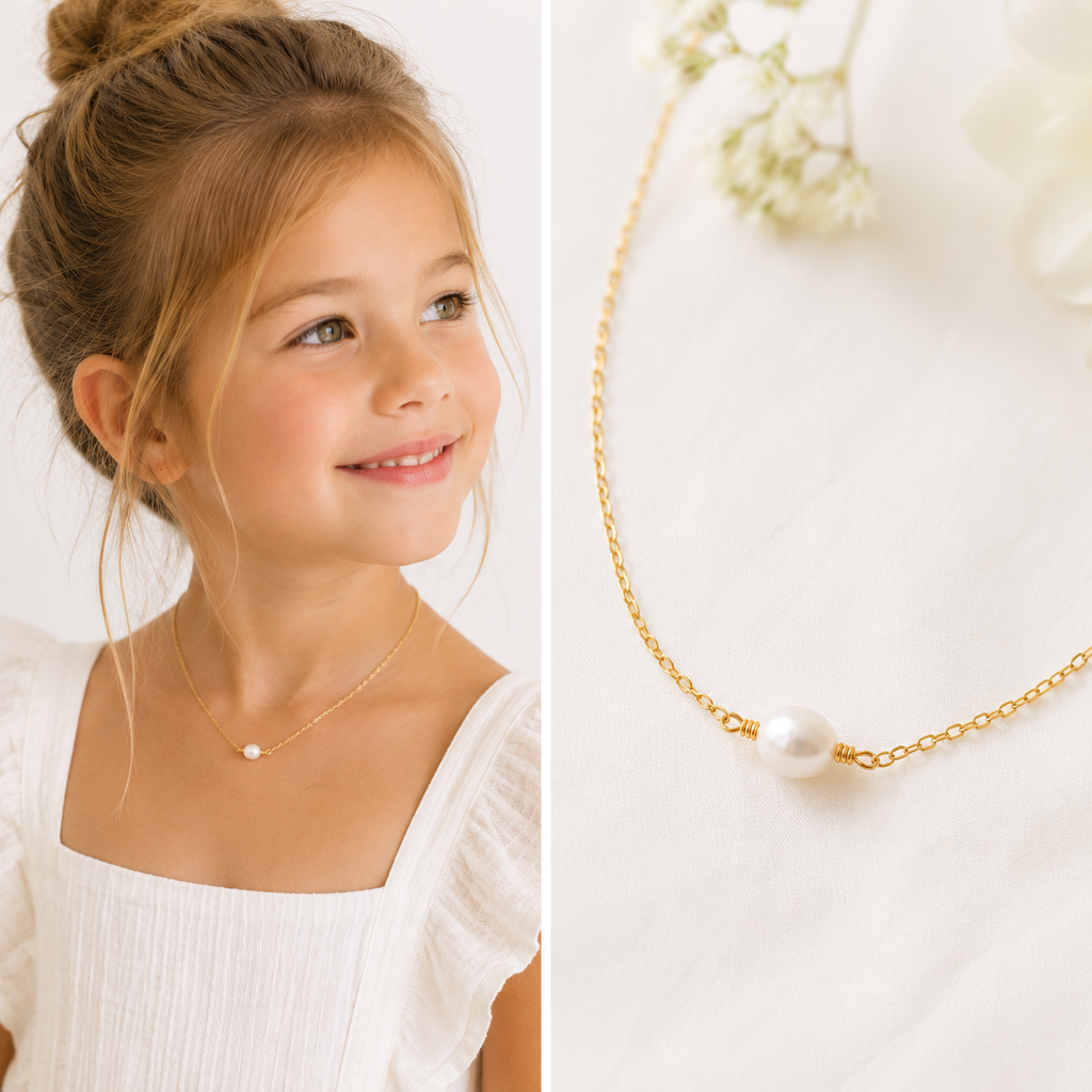 Girls Freshwater Pearl Necklace – Sterling Silver or 14k Gold Filled