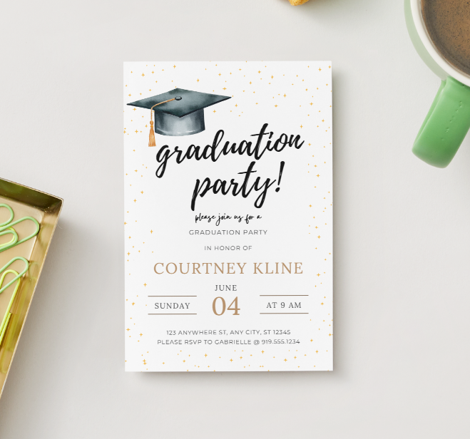 Editable Graduation Party Invitation – Canva Template