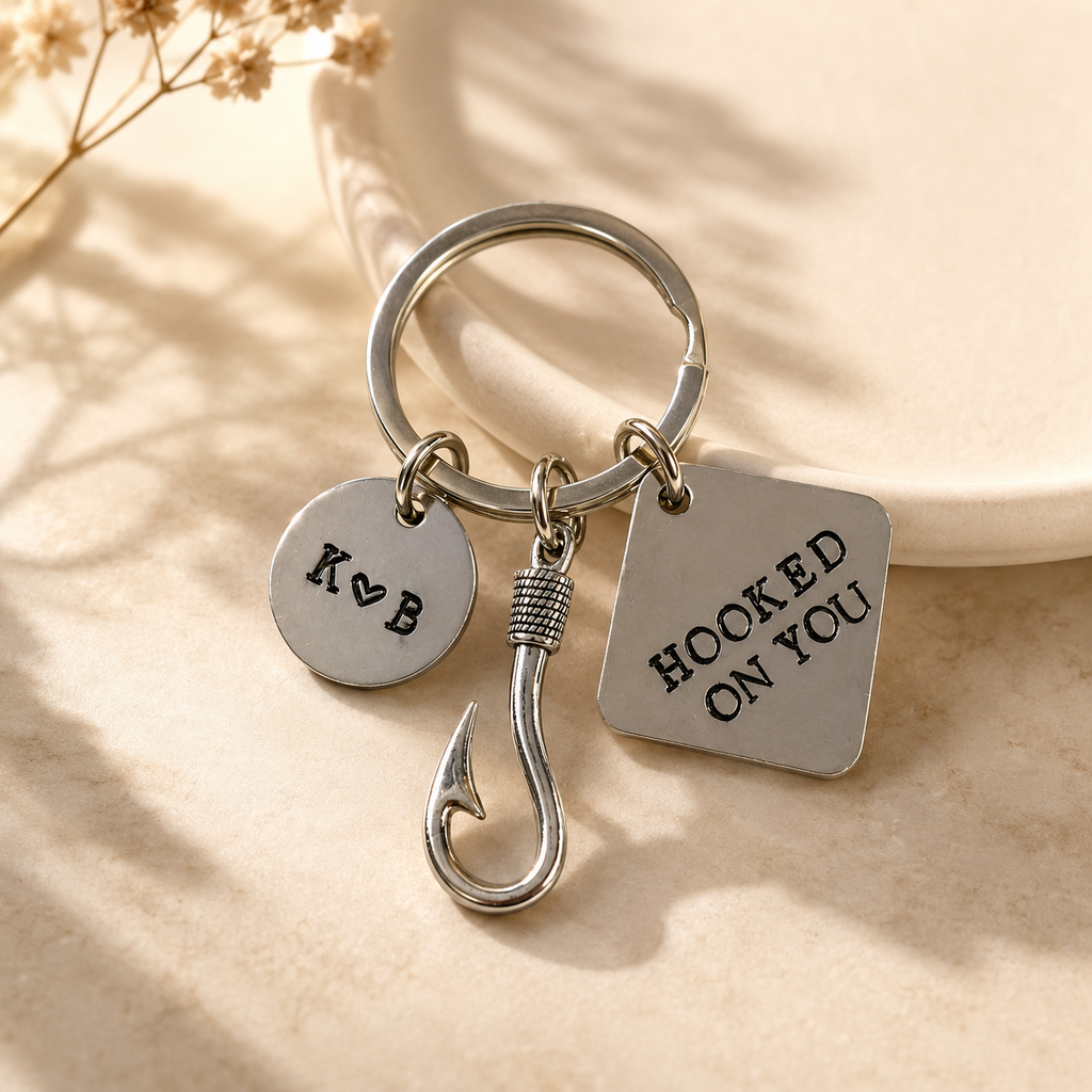 Hooked On You Personalized Fishing Keychain