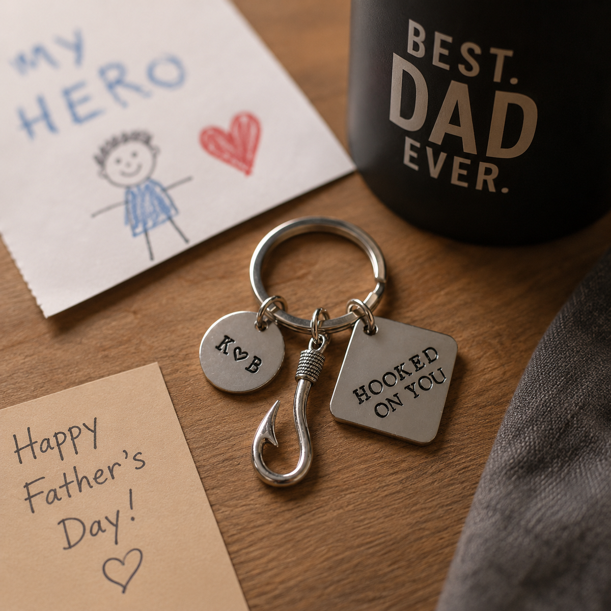 Hooked On You Personalized Fishing Keychain