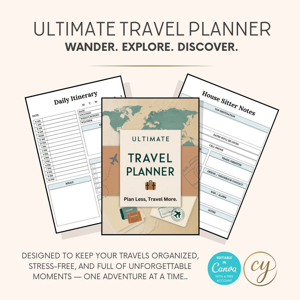 Ultimate Travel Planner | 33 Pages | Printable & Editable
