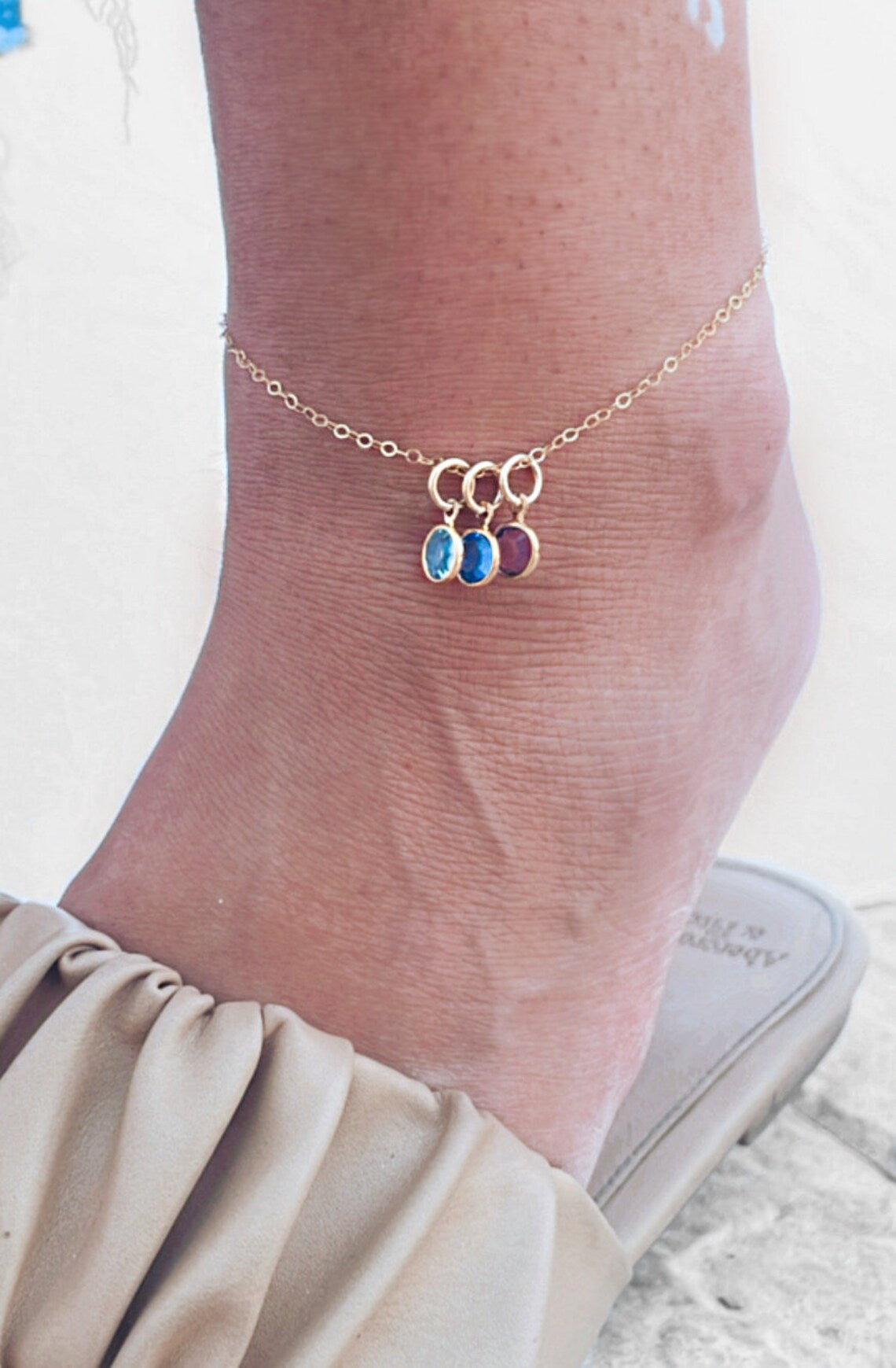Custom Swarovski Birthstone Anklet – Adjustable Chain in Sterling Silver