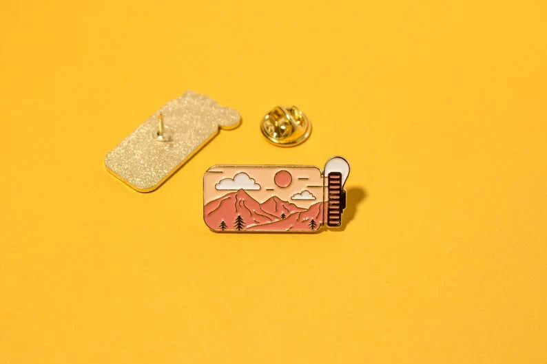 Outdoor Adventure Enamel Pin – Mountain Landscape Pin