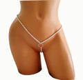 Beaded Pearl Thong Lingerie, Crotchless Panty BDSM Wedding Lingerie