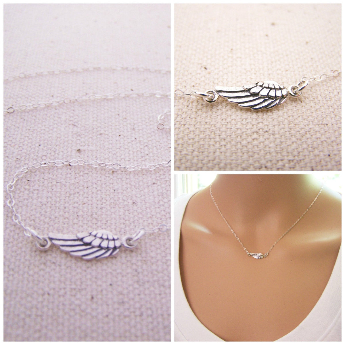 Dainty Sterling Silver Angel Wing Necklace – Simple Memorial Jewelry & Remembrance Gift