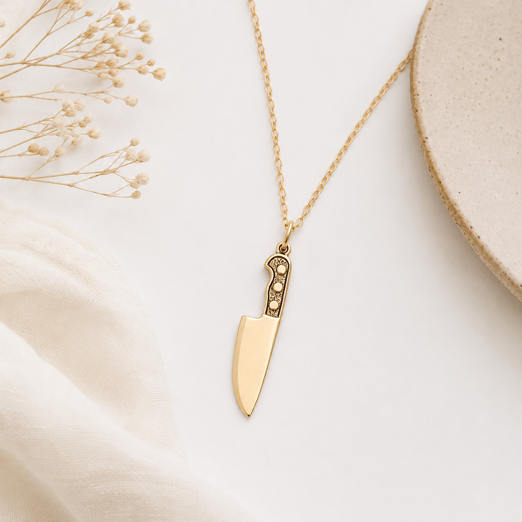 Gold Knife Charm Necklace