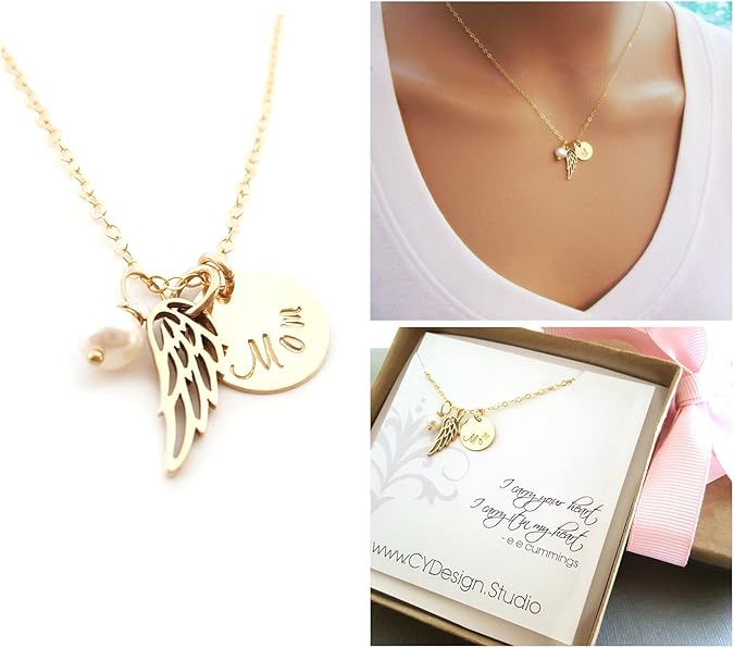Angel Wing Memorial Necklace for Dad – Remembrance Jewelry