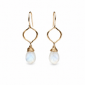 14k Gold Filled Moonstone Wire Wrapped Briolette Drop Earrings | OOAK