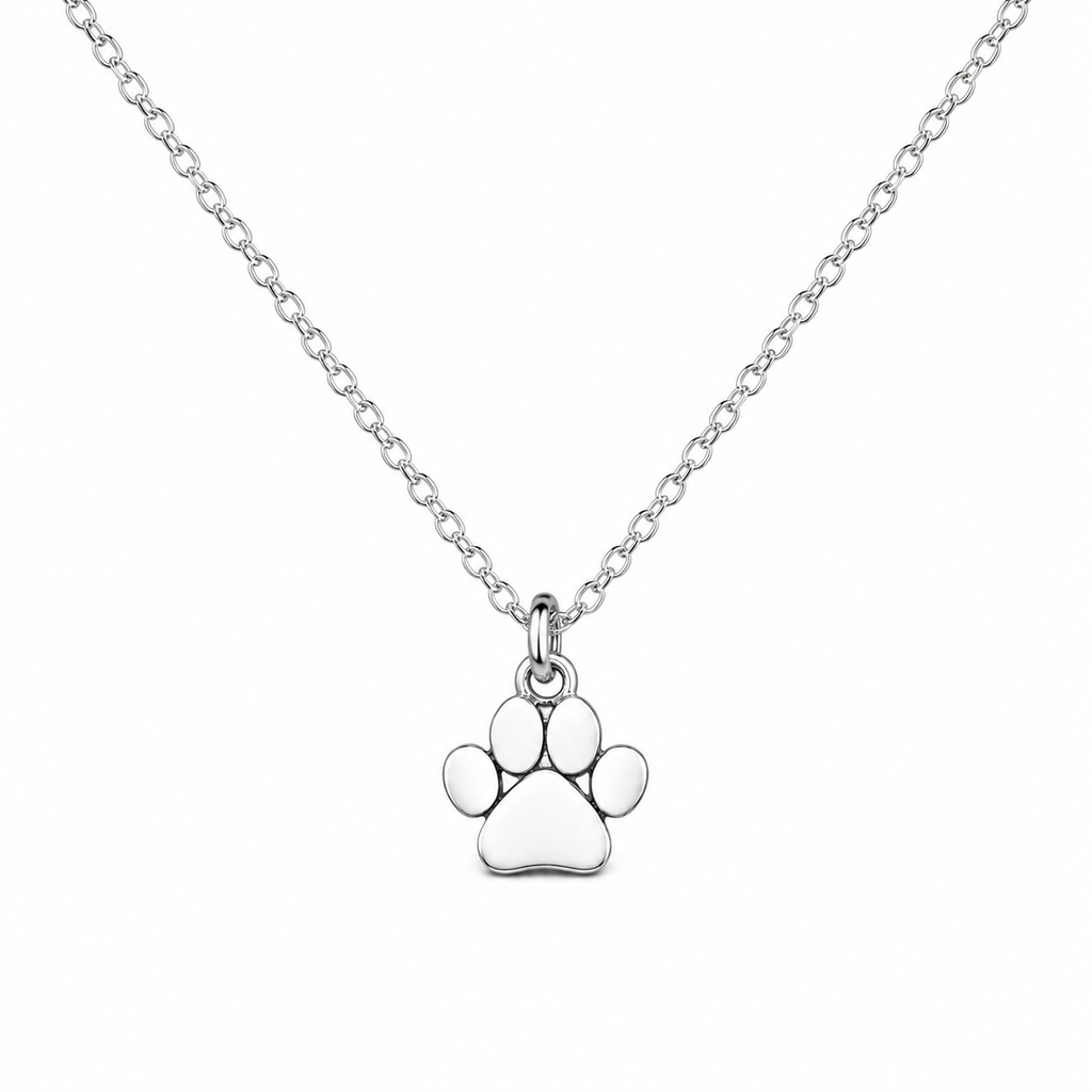 Paw Print Charm Necklace - Sterling Silver Jewelry