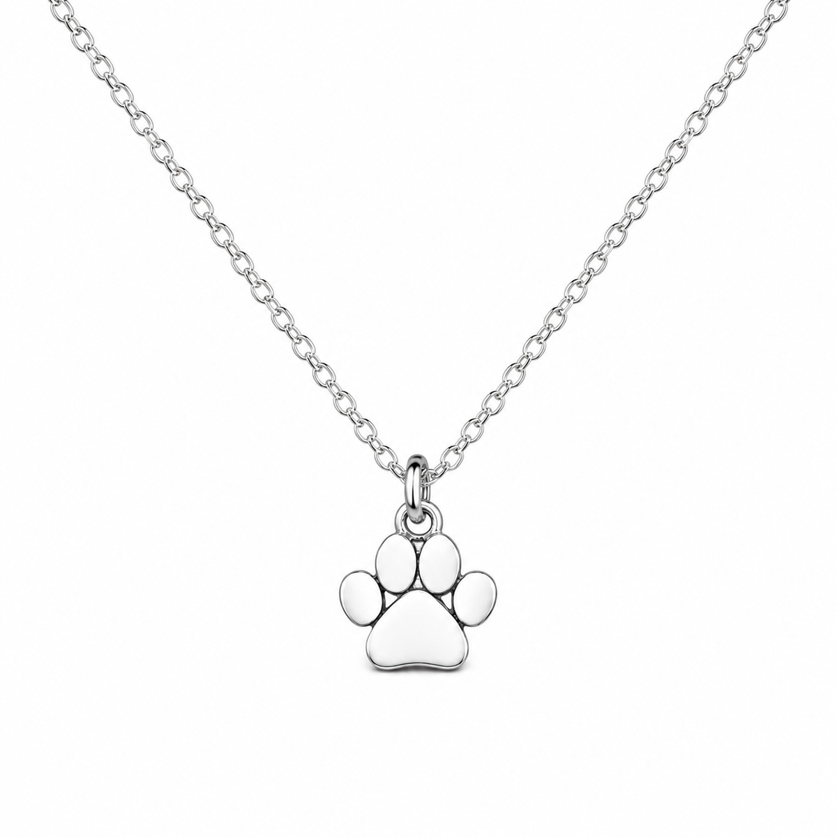 Paw Print Charm Necklace - Sterling Silver Jewelry