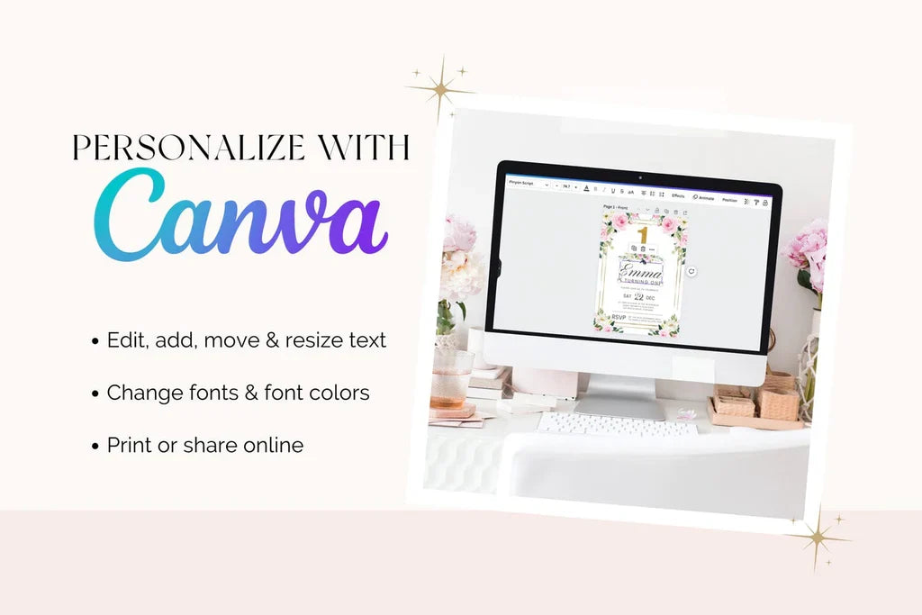 Editable Wedding Timeline Canva Template – Elegant Floral Design