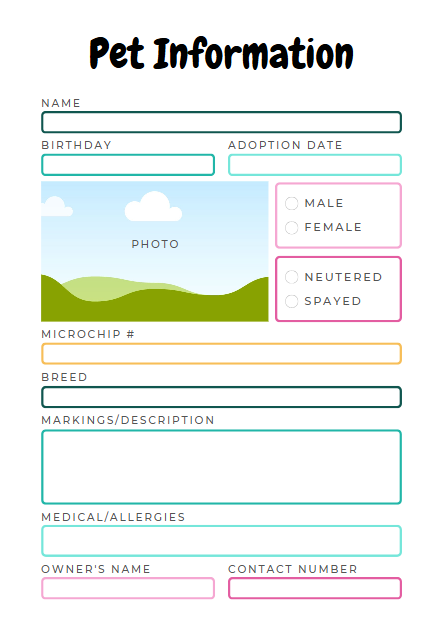 Pet Planner Printable - 38 Page Editable Canva Template