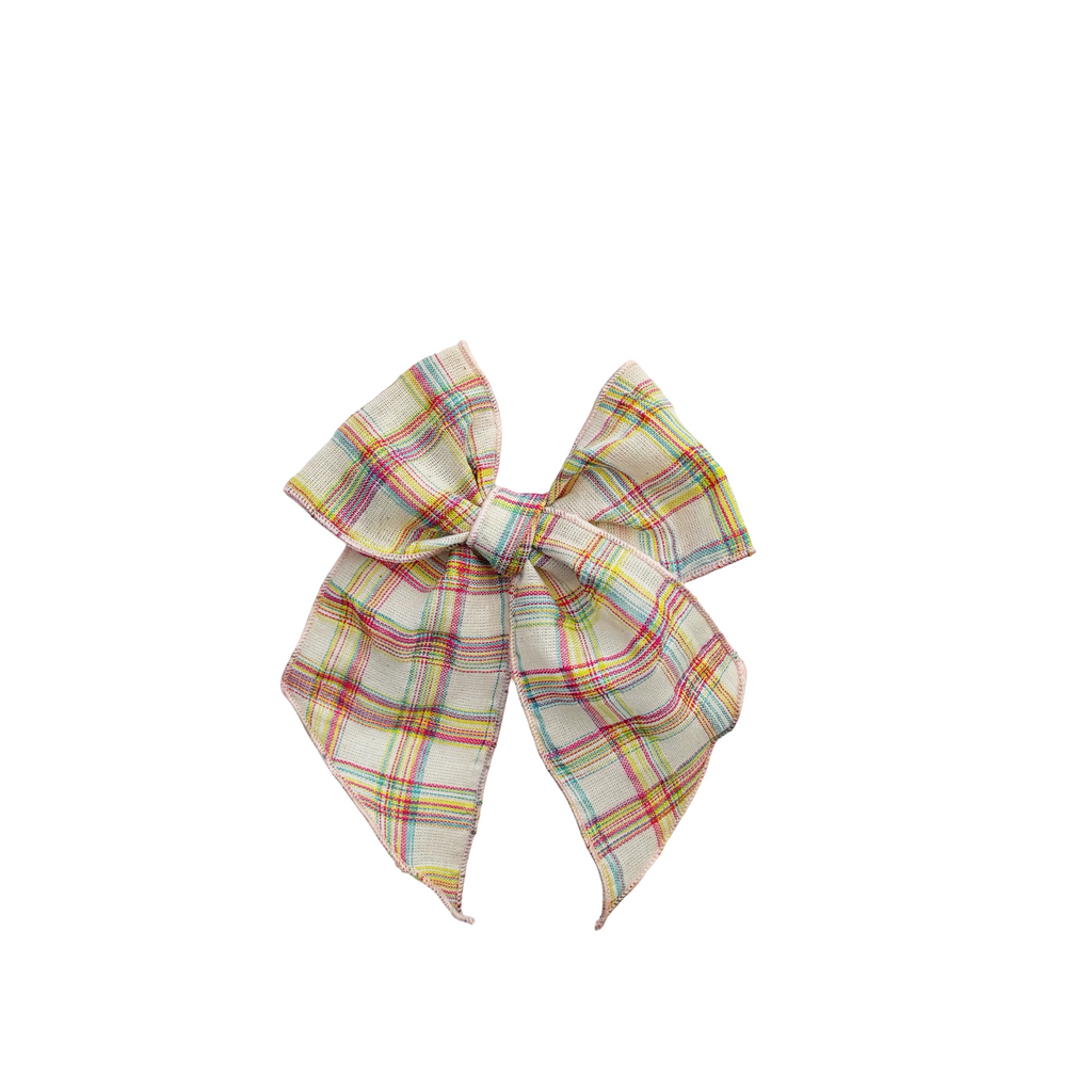 Rainbow Grid Seersucker Elle Bow