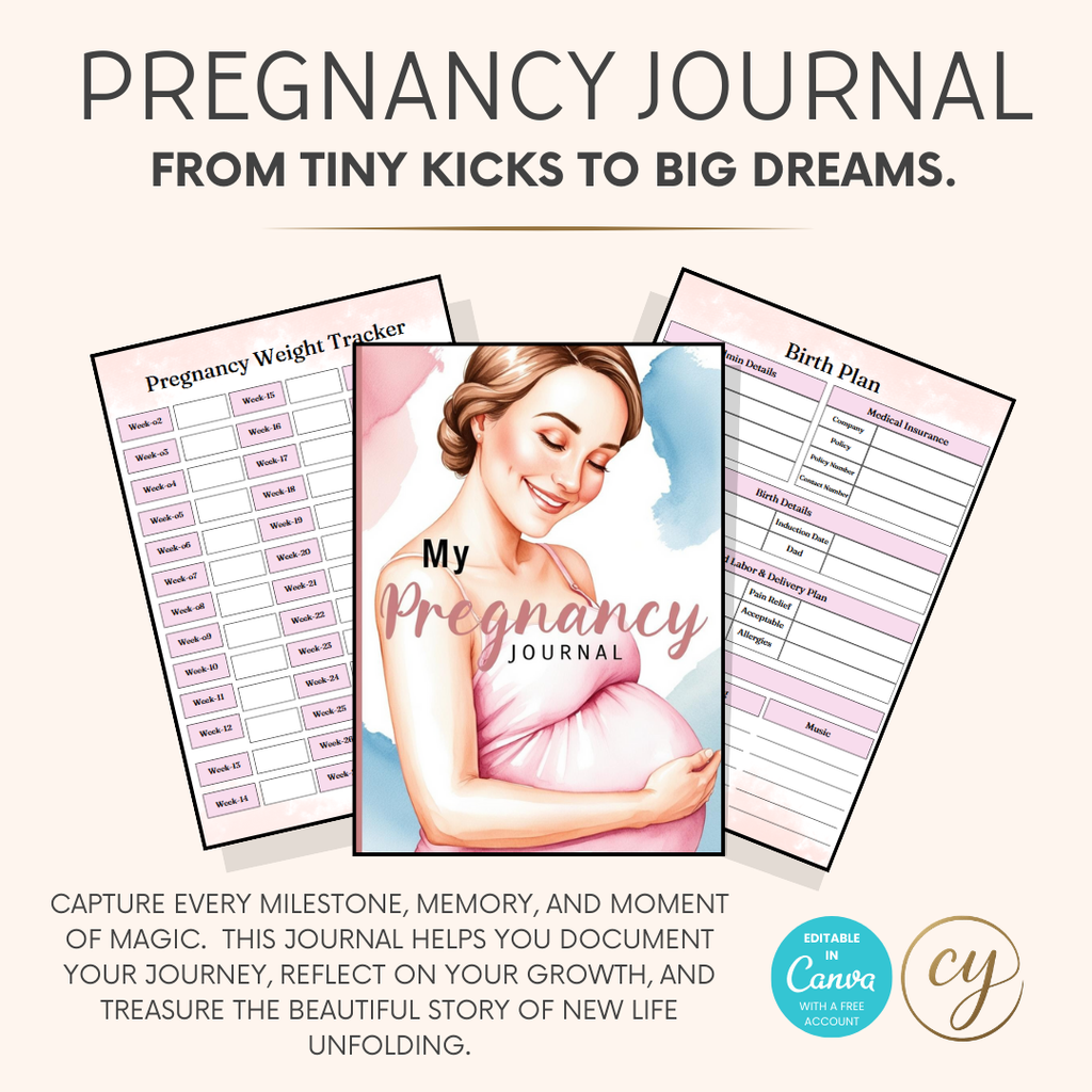 Pregnancy Journal – 58-Page Editable Canva Template