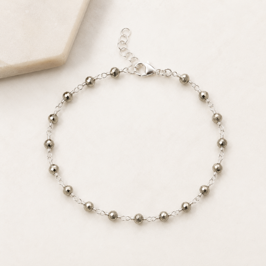 Silver Pyrite Wire Wrapped Bracelet