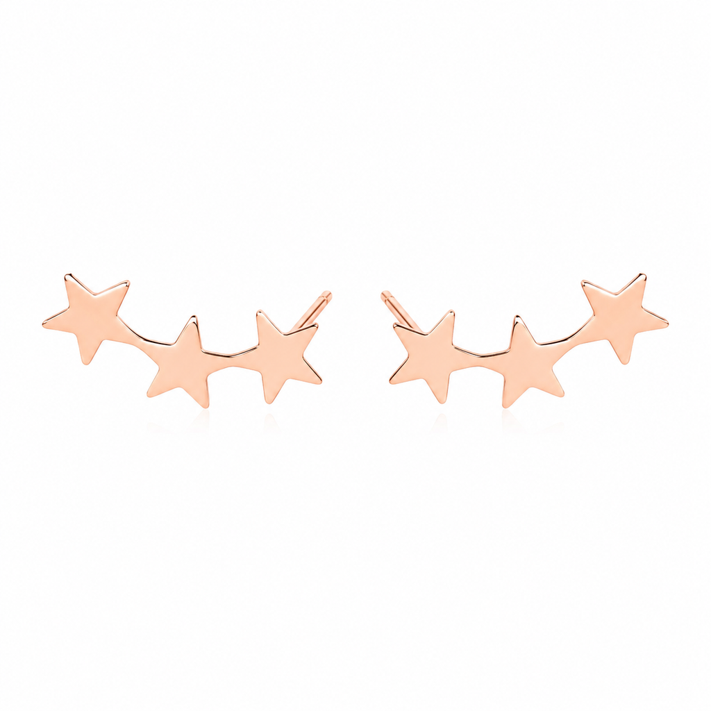 14k Rose Gold Filled Star Trio Ear Climbers