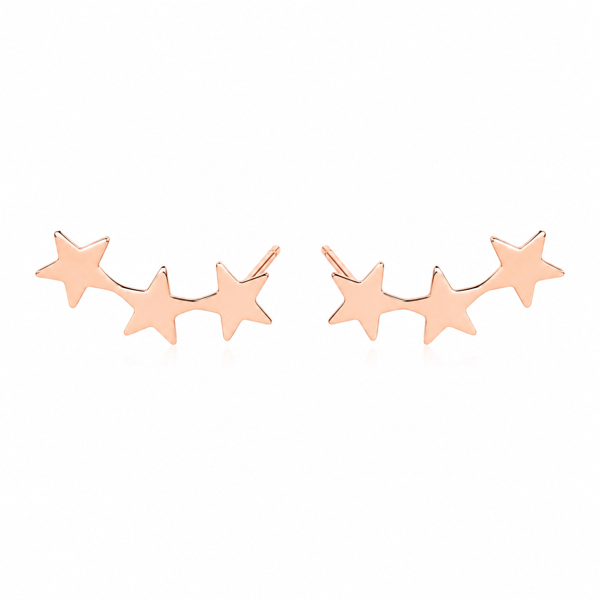 14k Rose Gold Filled Star Trio Ear Climbers
