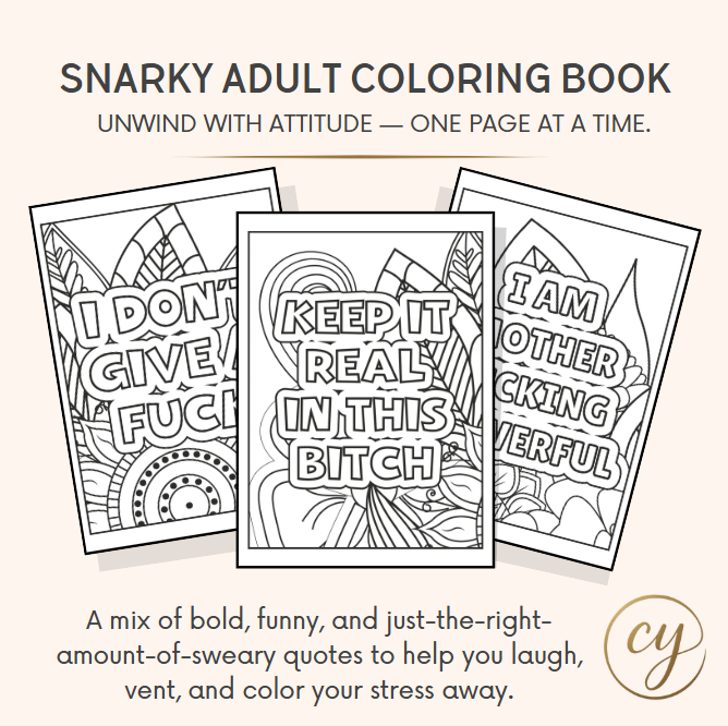 Snarky Adult Coloring Book - 88 Sweary Stress Relief Pages | Instant Download PDF