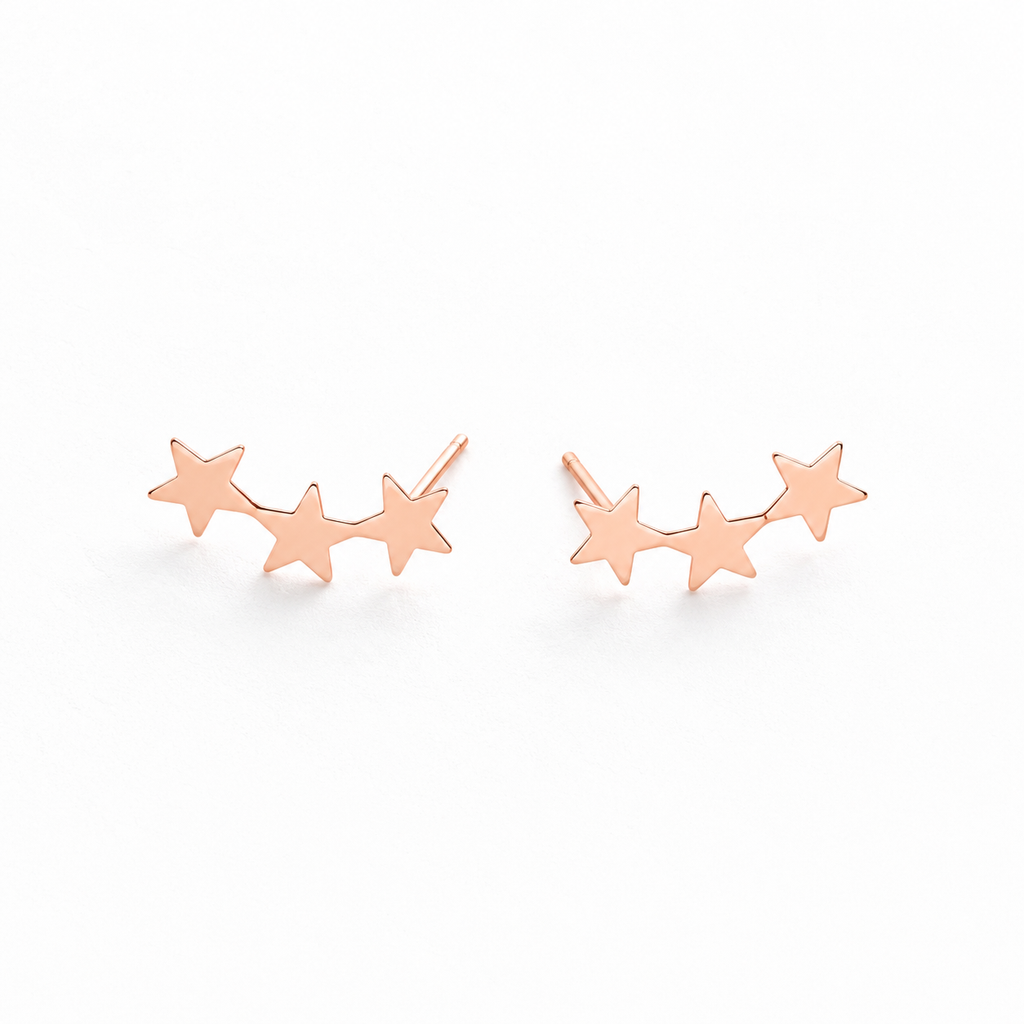 14k Rose Gold Filled Star Trio Ear Climbers