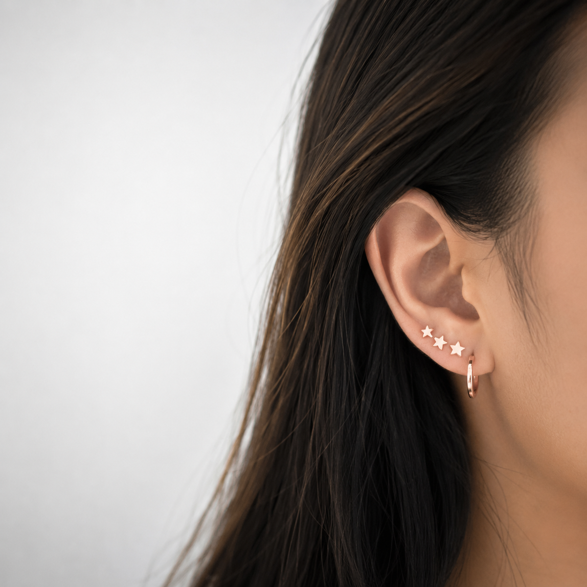 14k Rose Gold Filled Star Trio Ear Climbers